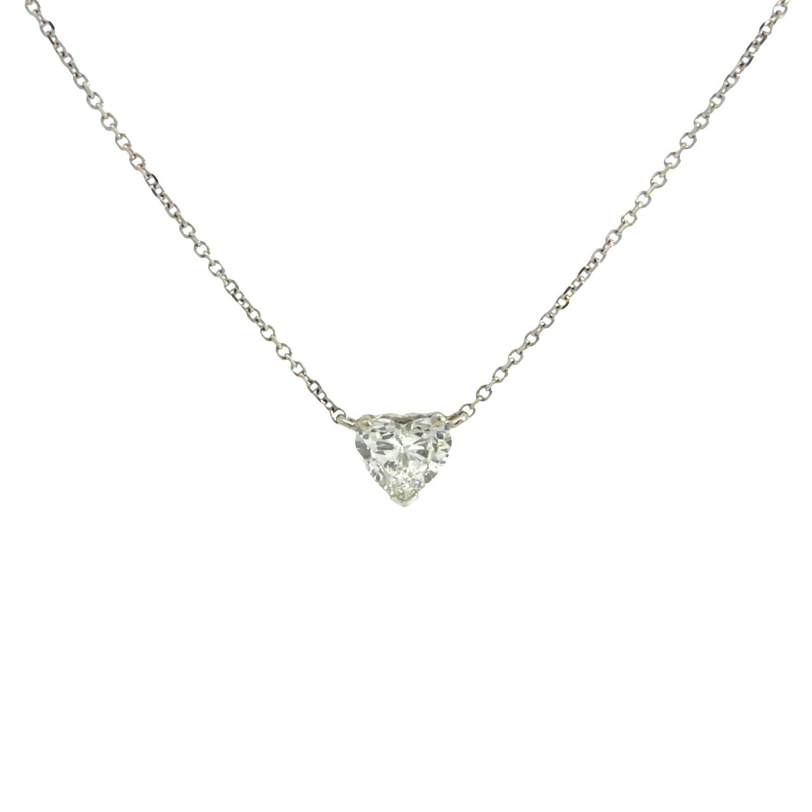 14k White Gold Heart-Cut Solitaire 2.29tcw Diamond Pendant Necklace 18"0