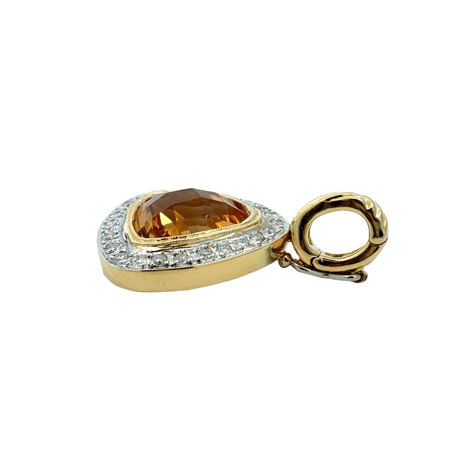 18k Multi-Tone Gold 5.14tcw Citrine with 0.34cttw Diamond Halo Pendant2