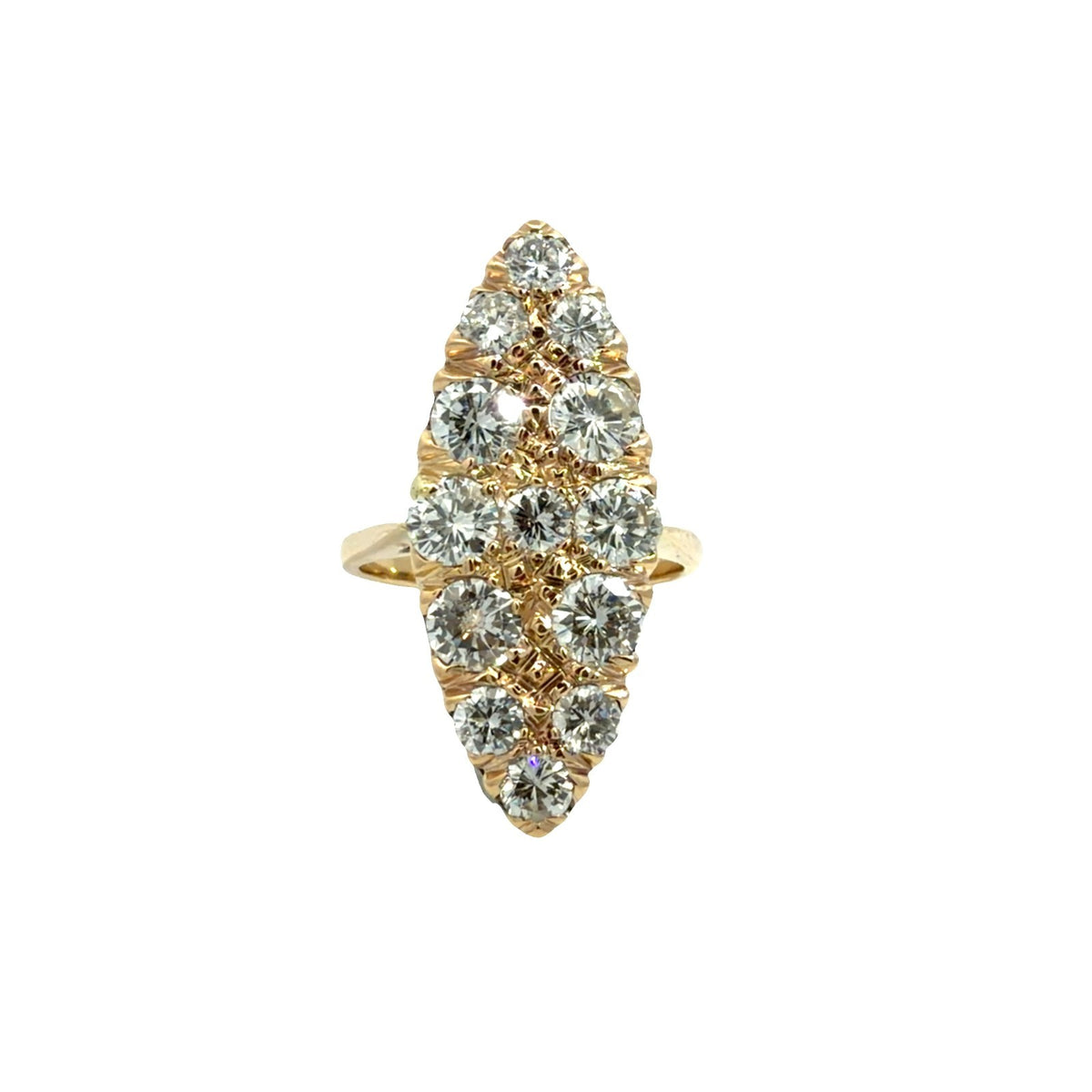 Antique Victorian 14k Yellow Gold Stamped 2.65ctw Multi Diamond Cocktail Ring0