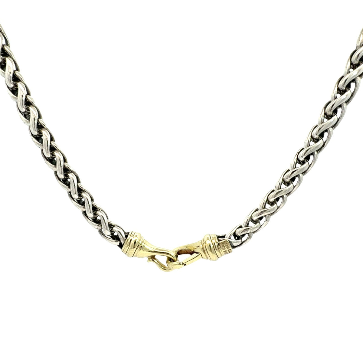 David Yurman Two-Tone Sterling Silver & 14k Gold Woven Wheat Chain Necklace 16"3