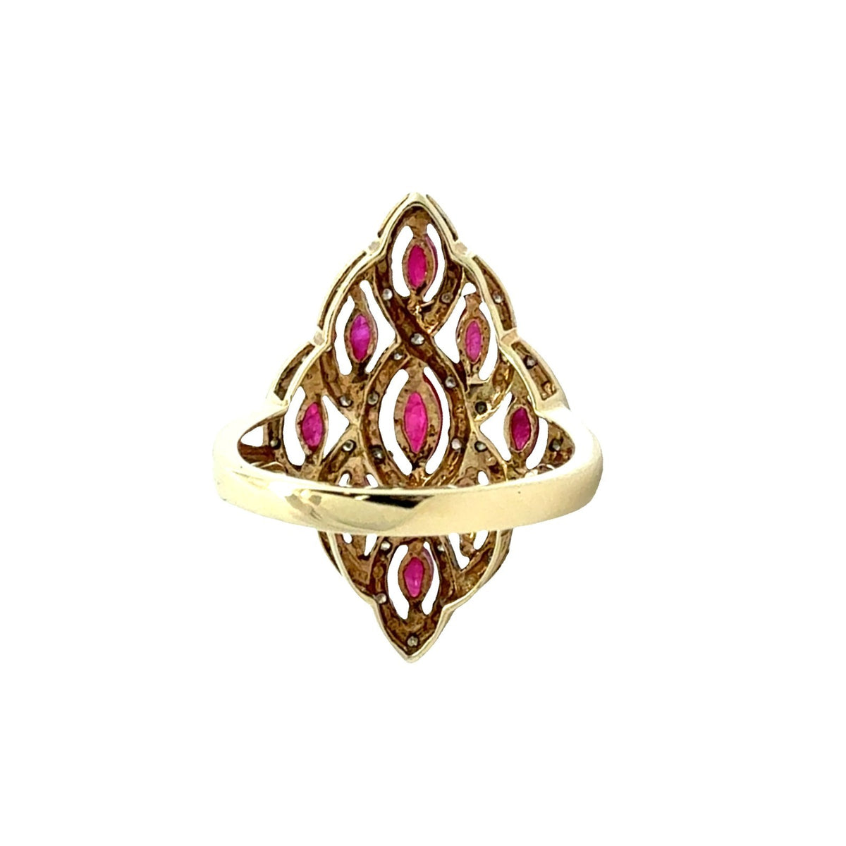 Vintage 10k Yellow Gold 0.87ctw Ruby and 0.19ctw Diamond Cocktail Ring Size 73