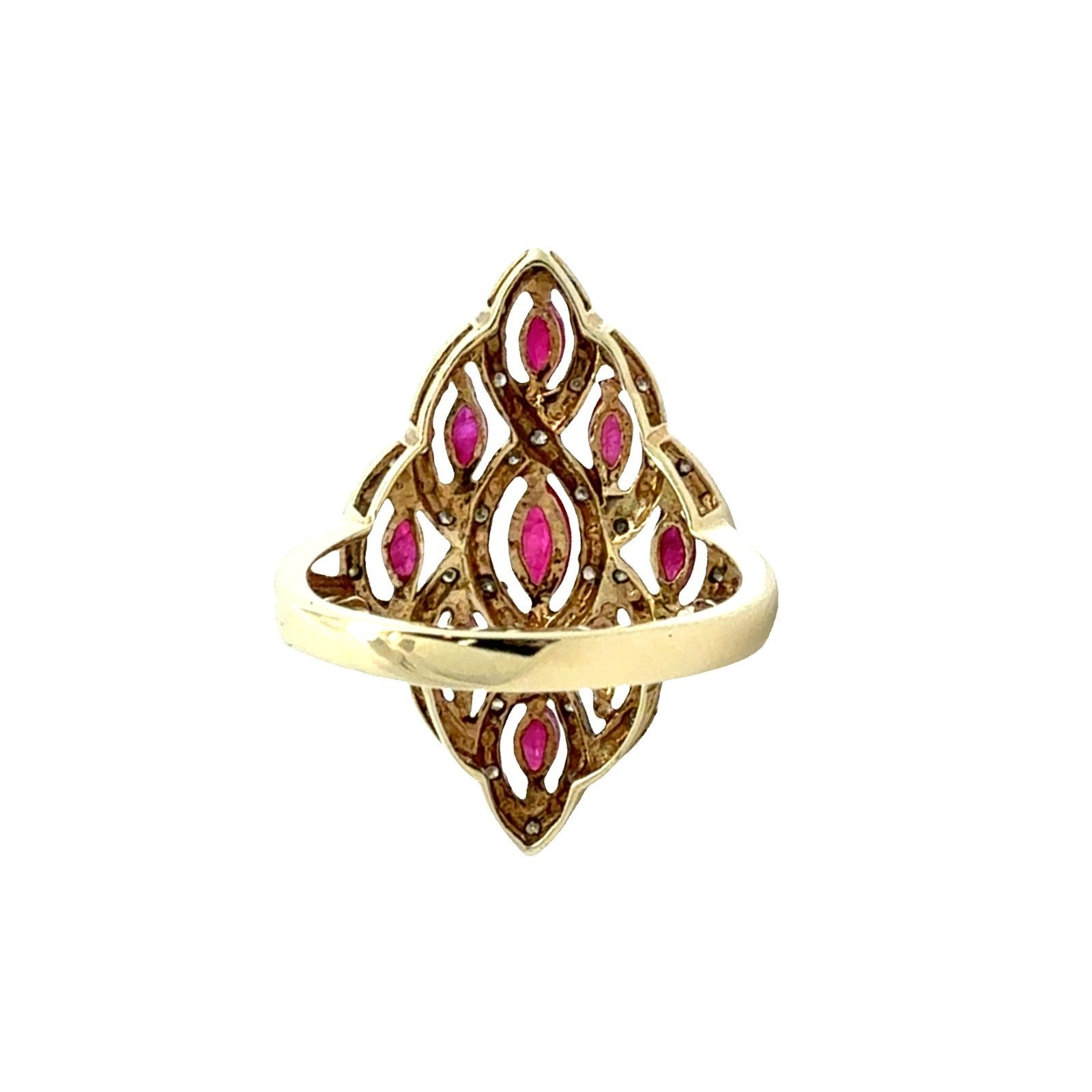 Vintage 10k Yellow Gold 0.87ctw Ruby and 0.19ctw Diamond Cocktail Ring Size 73