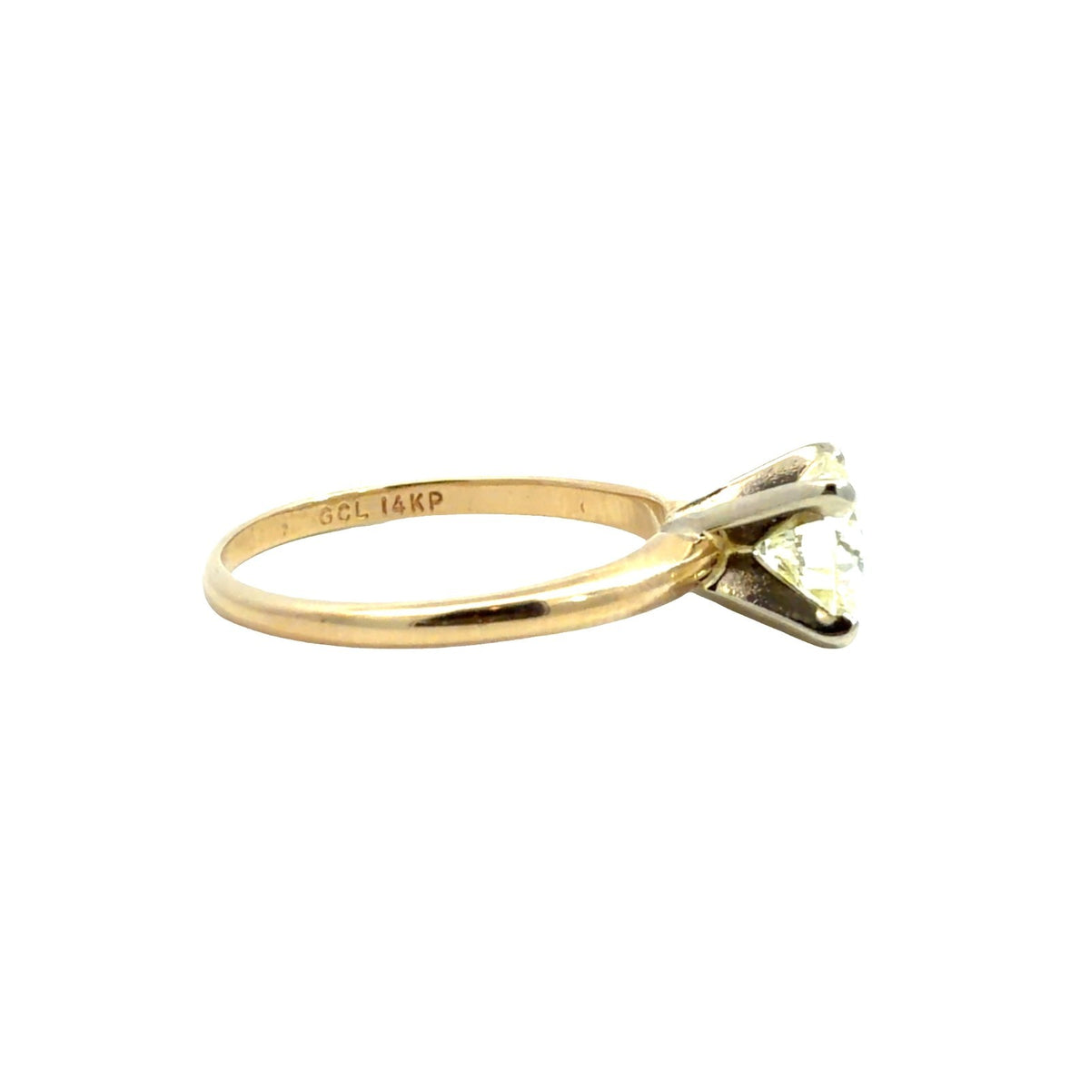 14k Yellow Gold Stamped Solitaire Ring with Round Brilliant Cut 1.06ctw Diamond3