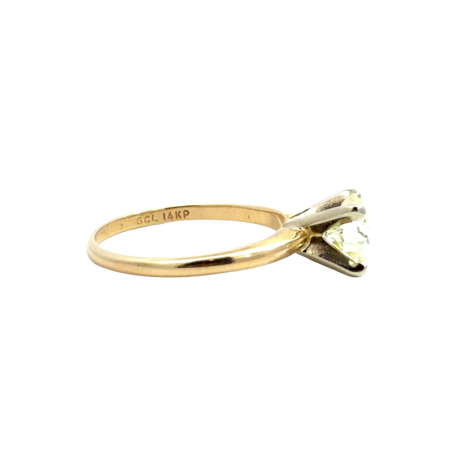 14k Yellow Gold Stamped Solitaire Ring with Round Brilliant Cut 1.06ctw Diamond3