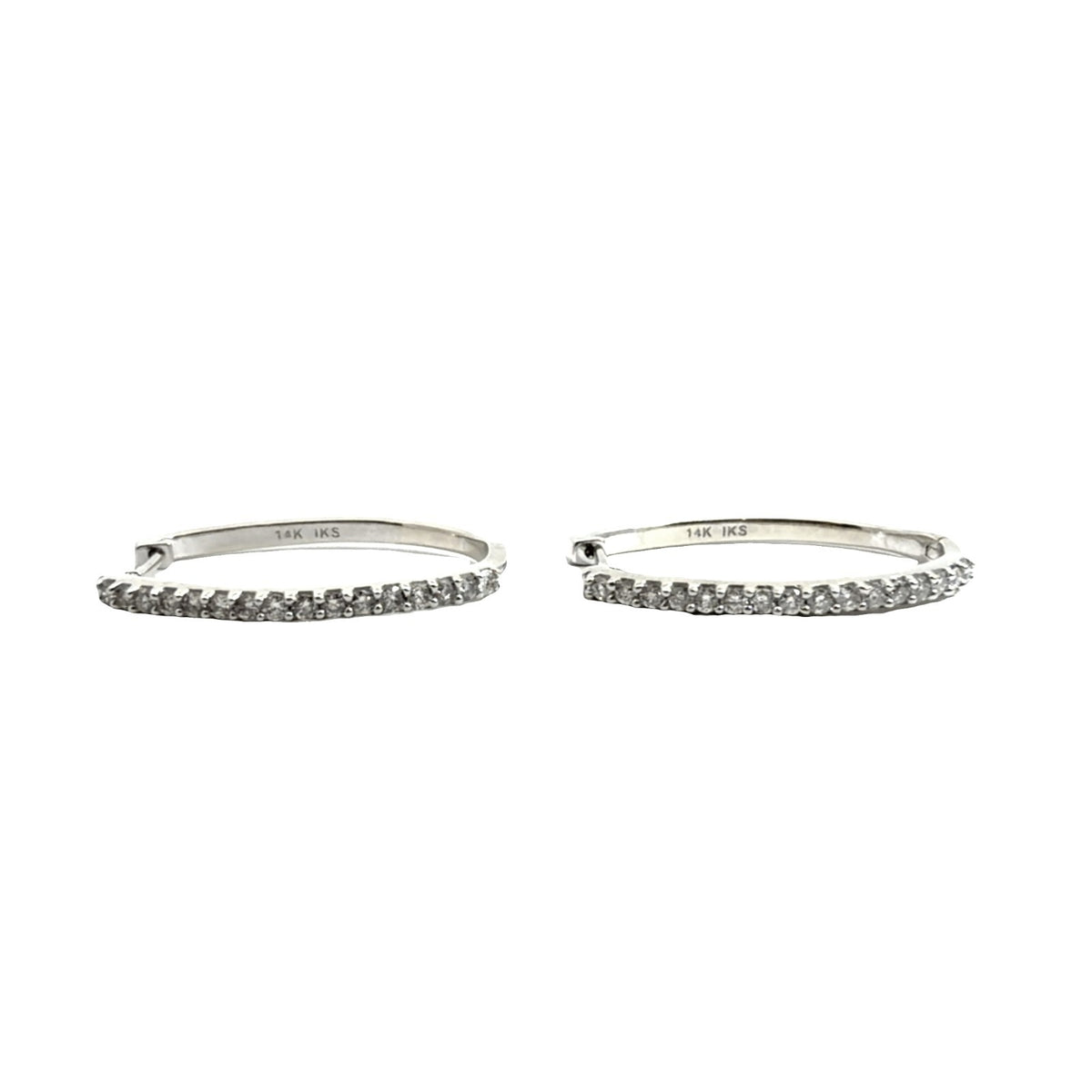 14k White Gold Hoop Earrings with (0.56ctw) Diamond1