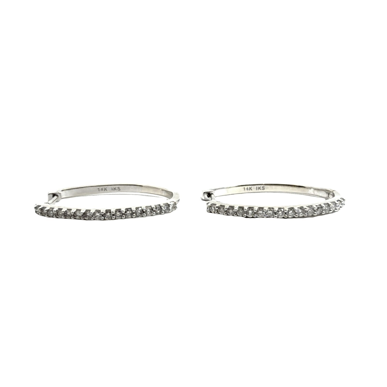 14k White Gold Hoop Earrings with (0.56ctw) Diamond0