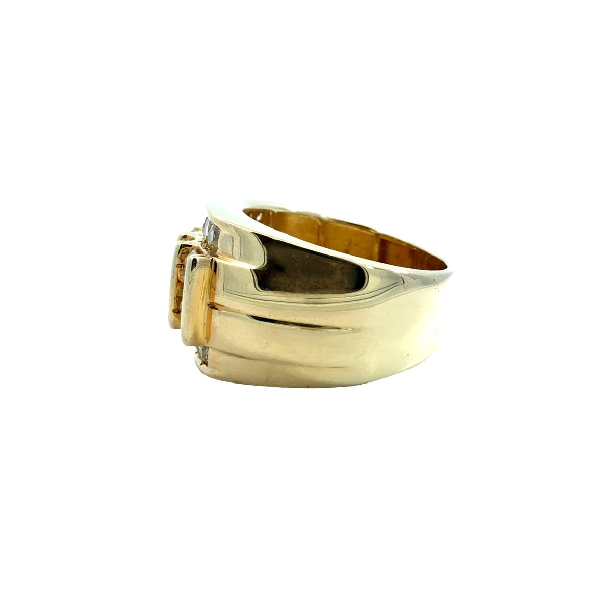 10k Yellow Gold Multi-Row 2.76cttw Diamond Men's Ring2