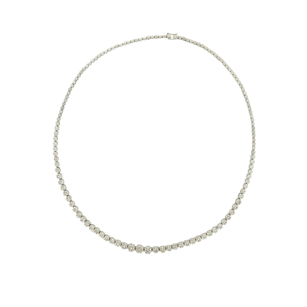14k White Gold Graduated 2.30cttw Diamond Cluster Statement Necklace 18"1
