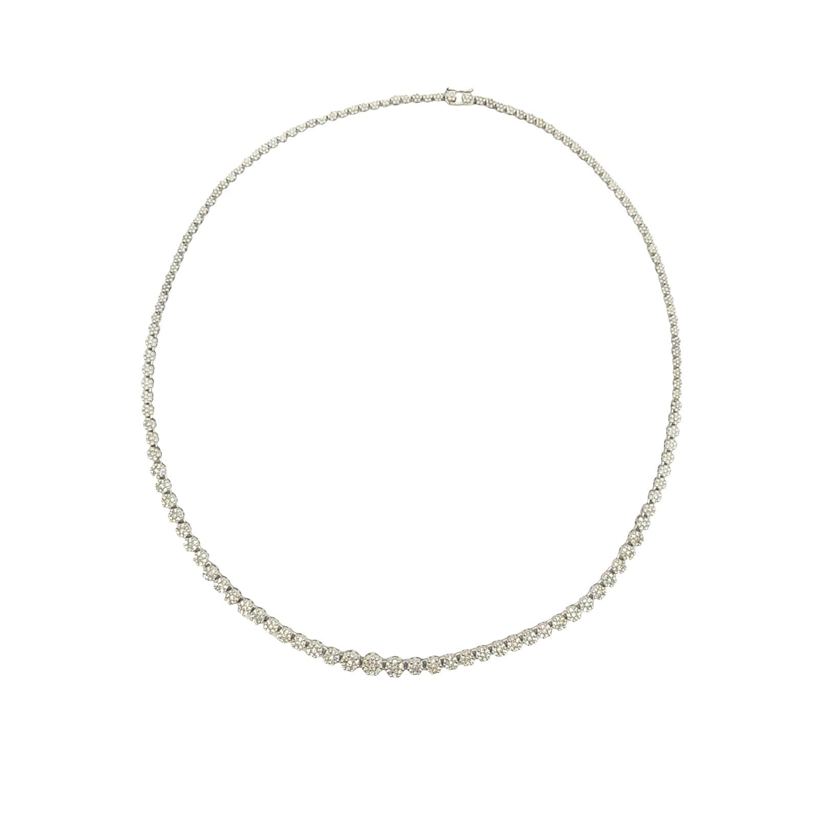 14k White Gold Graduated 2.30cttw Diamond Cluster Statement Necklace 18"1