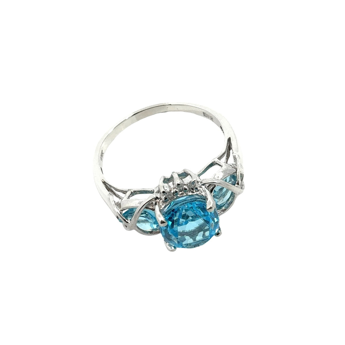 Vintage 10k White Gold 3.27cttw Topaz and 0.02cttw Diamond Ring2