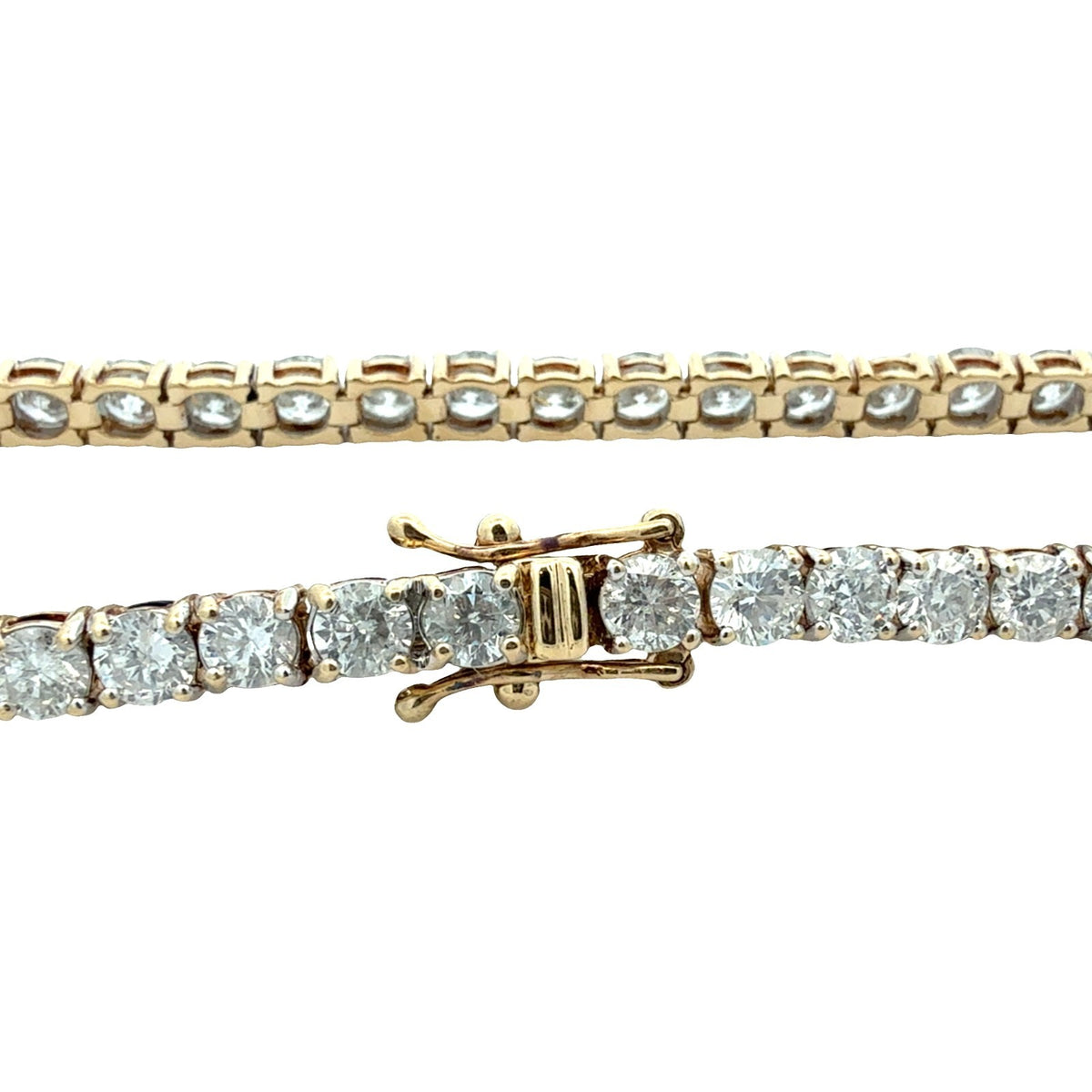 14k Yellow Gold 7.44ctw Round Brilliant Diamond Tennis Bracelet 7.25"3