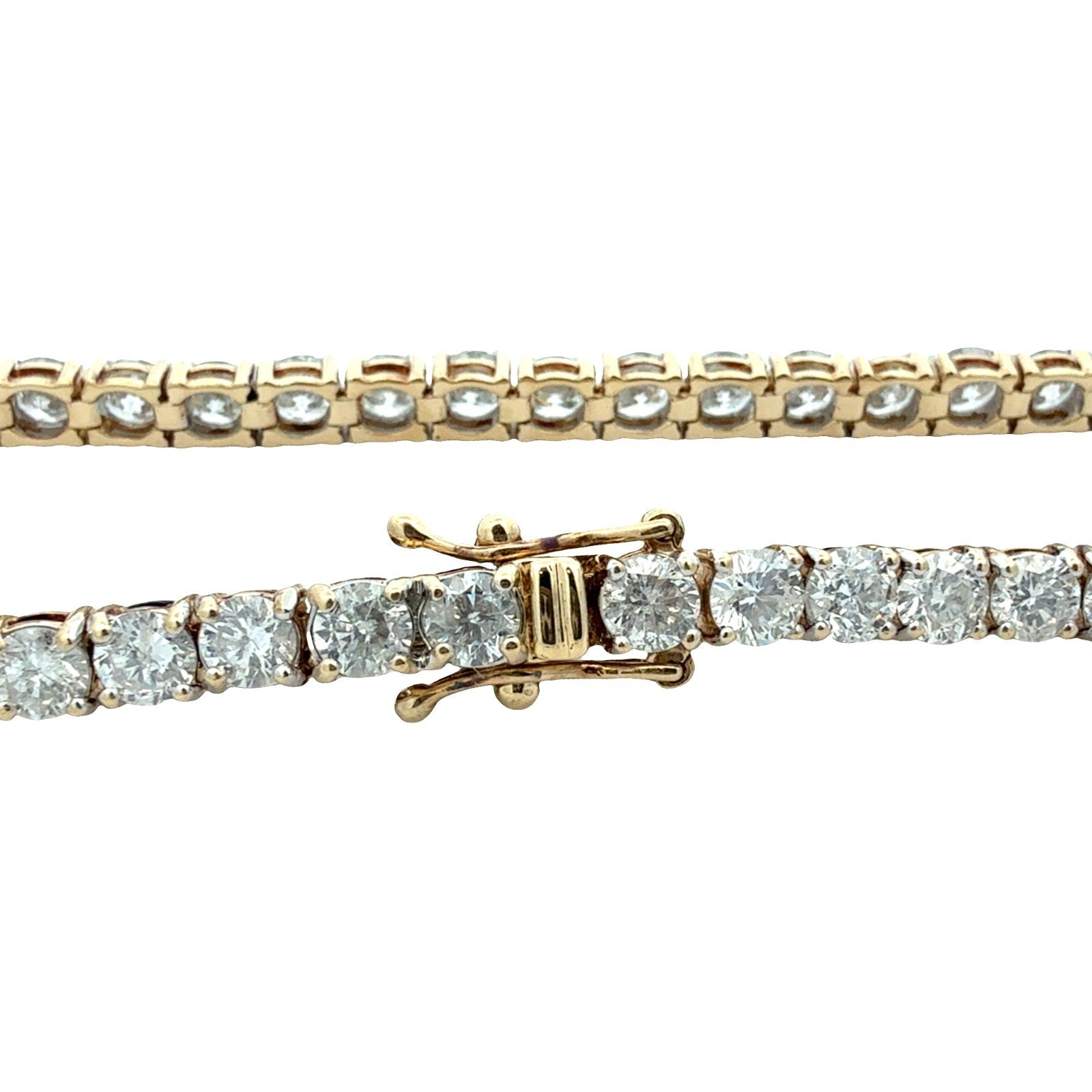 14k Yellow Gold 7.44ctw Round Brilliant Diamond Tennis Bracelet 7.25"3