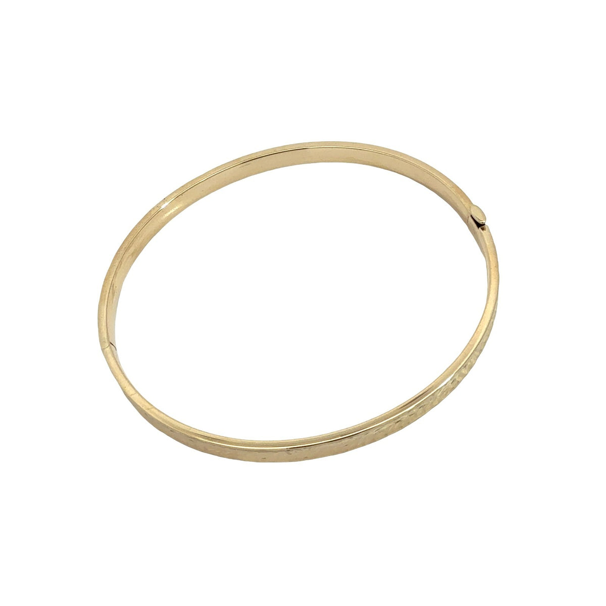 14k Yellow Gold Textured Hinged Bangle Bracelet 7.5"1