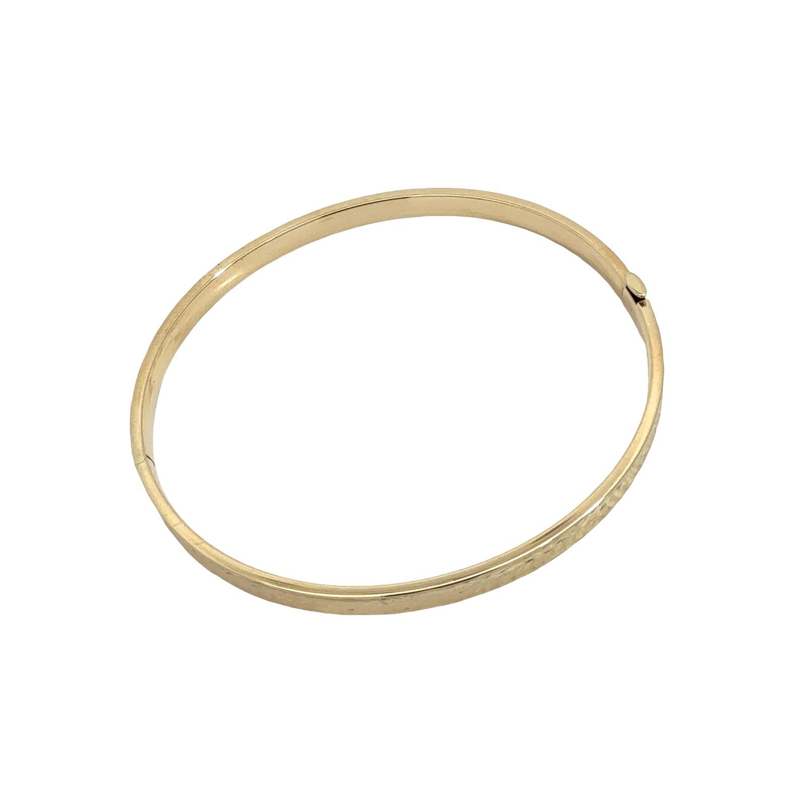 14k Yellow Gold Textured Hinged Bangle Bracelet 7.5"0