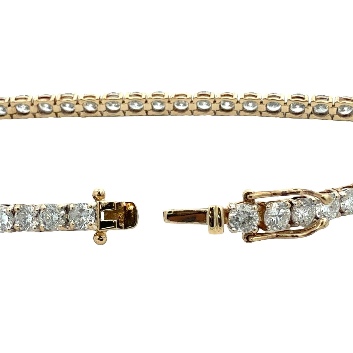 14k Yellow Gold 7.44ctw Round Brilliant Diamond Tennis Bracelet 7.25"4