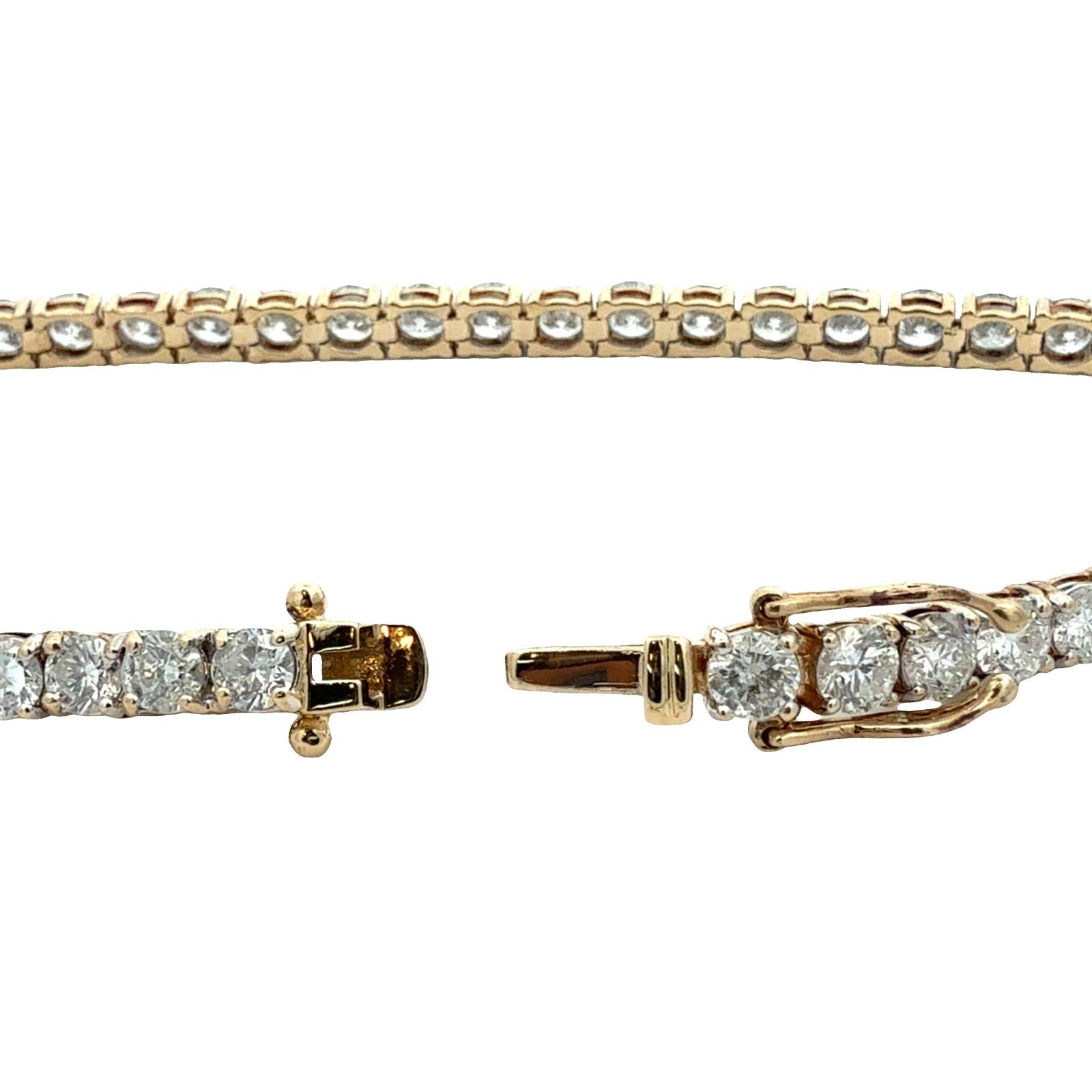 14k Yellow Gold 7.44ctw Round Brilliant Diamond Tennis Bracelet 7.25"4