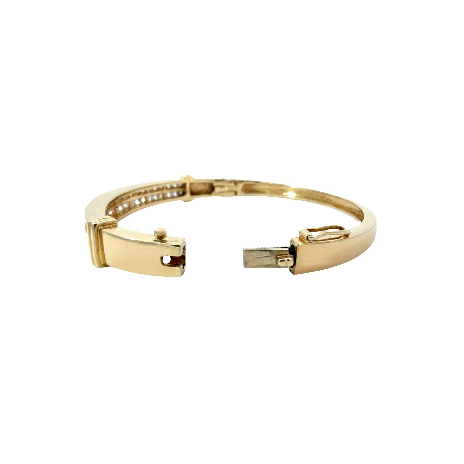 14k Yellow Gold Bangle with Round Double Channel Diamonds4