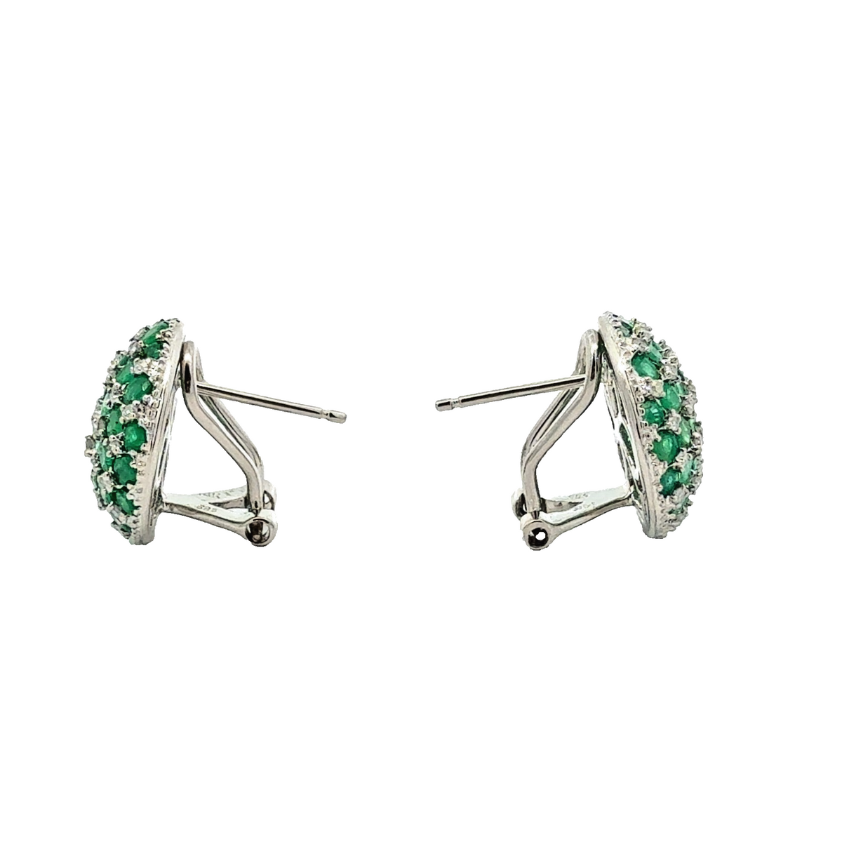 14k White Gold 1.86ctw Emerald and 0.32ctw Diamond Earrings1