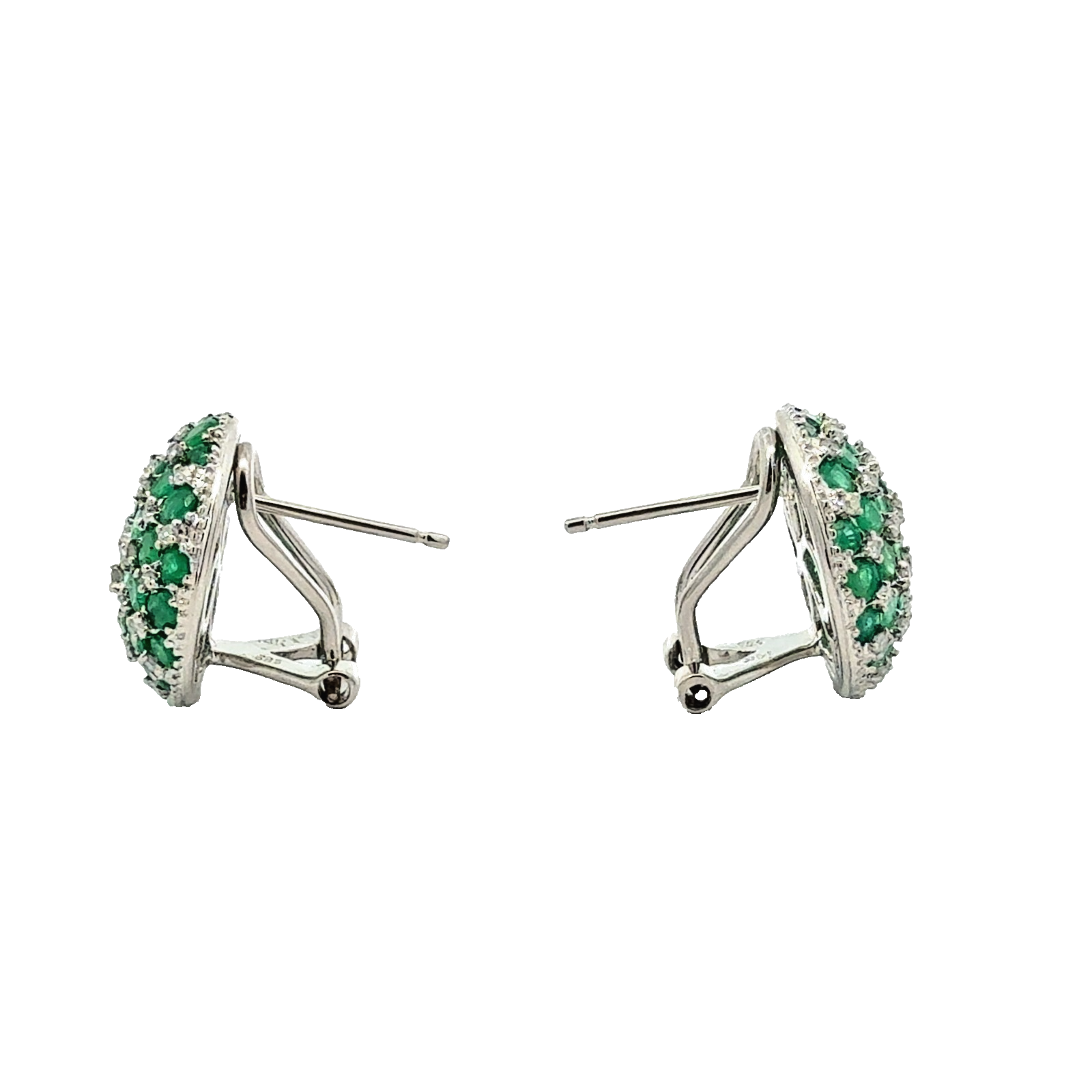14k White Gold 1.86ctw Emerald and 0.32ctw Diamond Earrings0