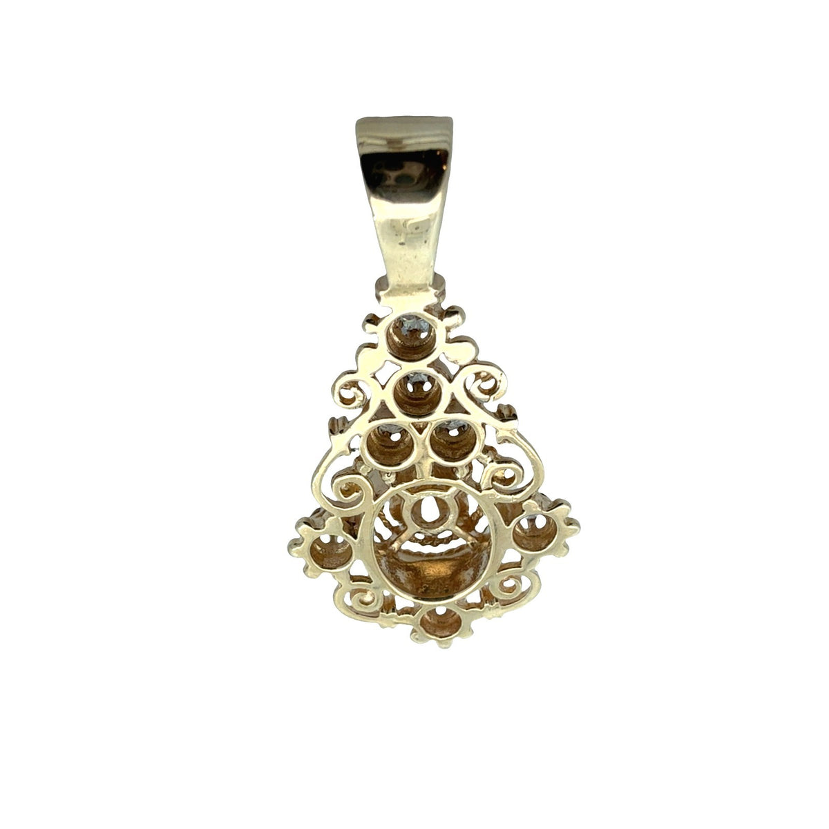 Vintage 14k Yellow Gold Ornate 0.55cttw Diamond Pendant6