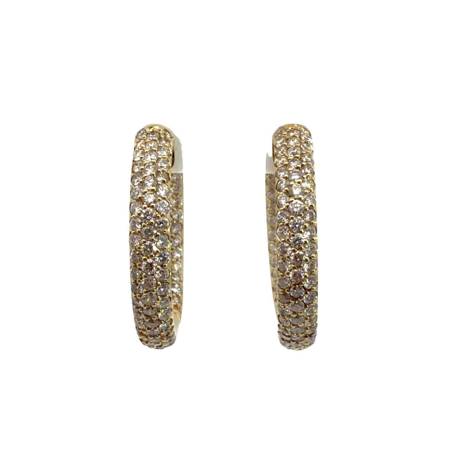 14k Yellow Gold Inside Out 3.89ctw Diamond Hoop Earrings0