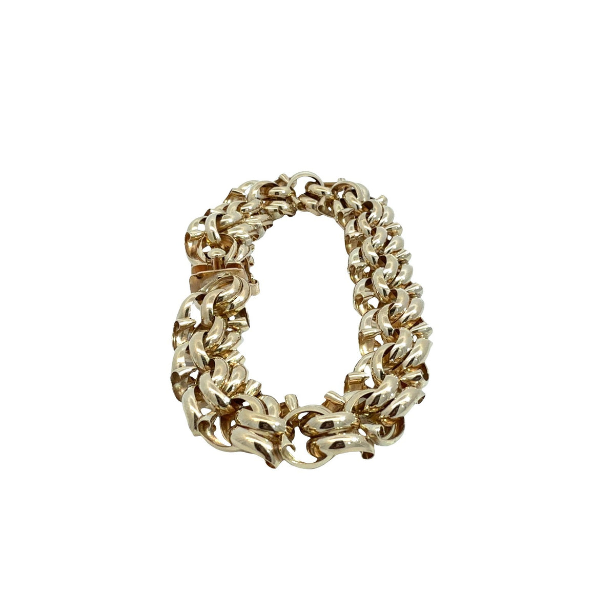 14k Yellow Gold Stamped Chunky Double Interlocking Link Chain Bracelet 7.5"2