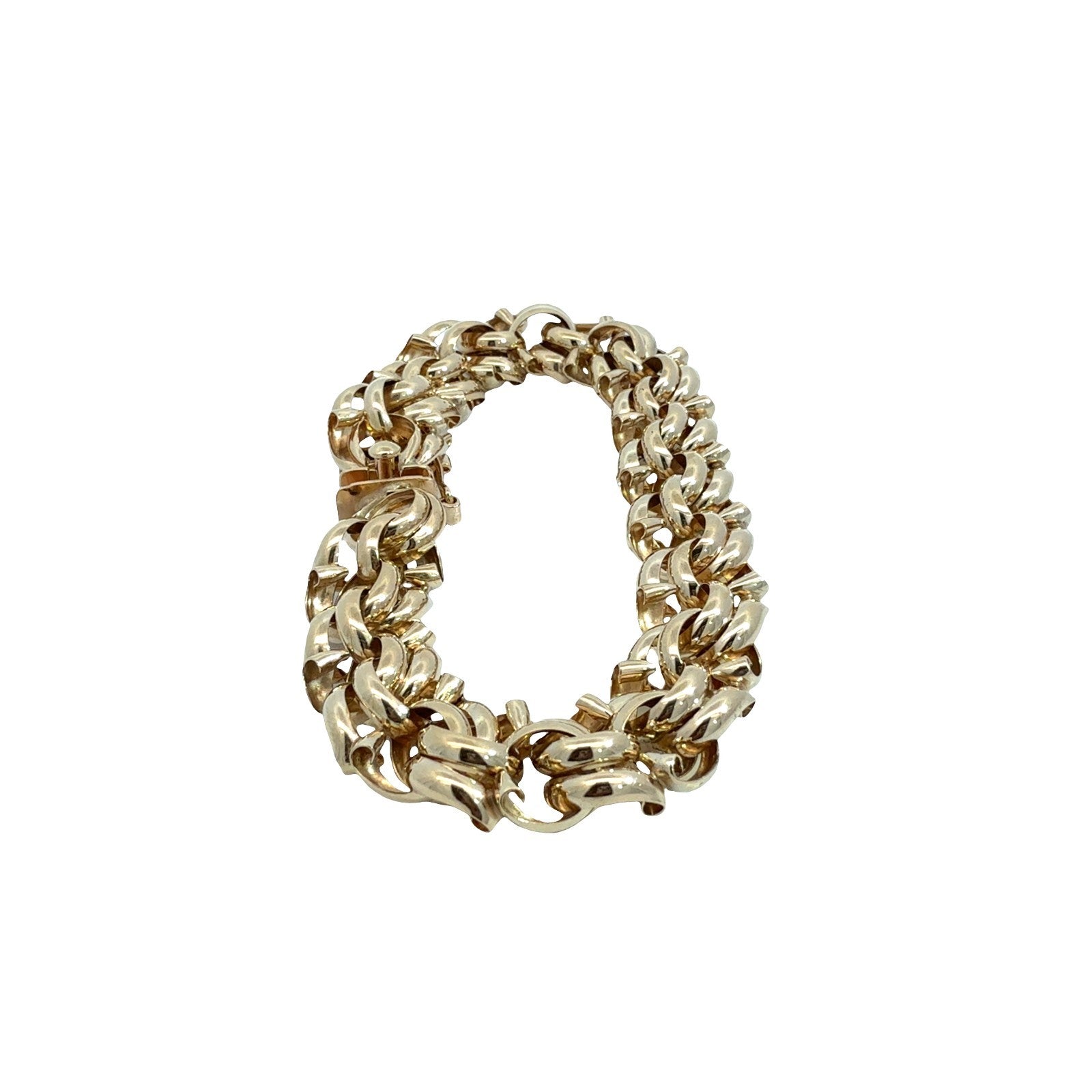 14k Yellow Gold Stamped Chunky Double Interlocking Link Chain Bracelet 7.5"2