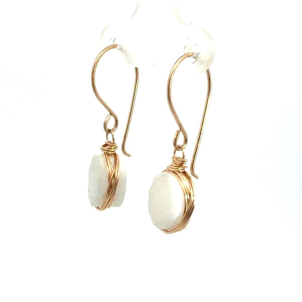 10k Yellow Gold Dangle Earrings with Round Quartz2