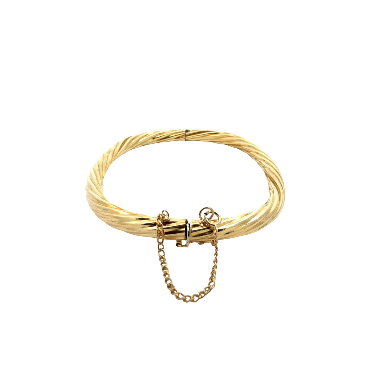 18k Yellow Gold Twisted Texture Hinged Bangle Bracelet4
