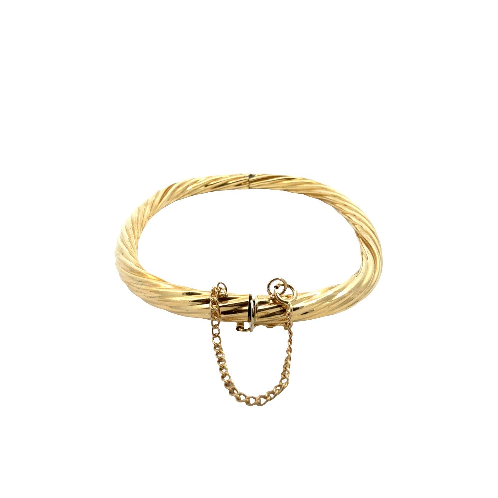 18k Yellow Gold Twisted Texture Hinged Bangle Bracelet4