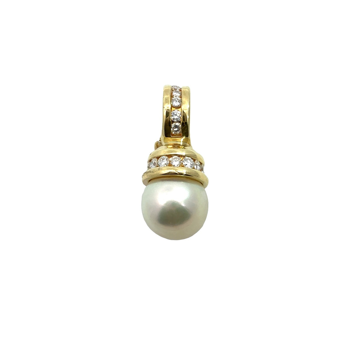 David Yurman 18k Yellow Gold Pearl and 0.32cttw Diamond Enhancer Pendant0