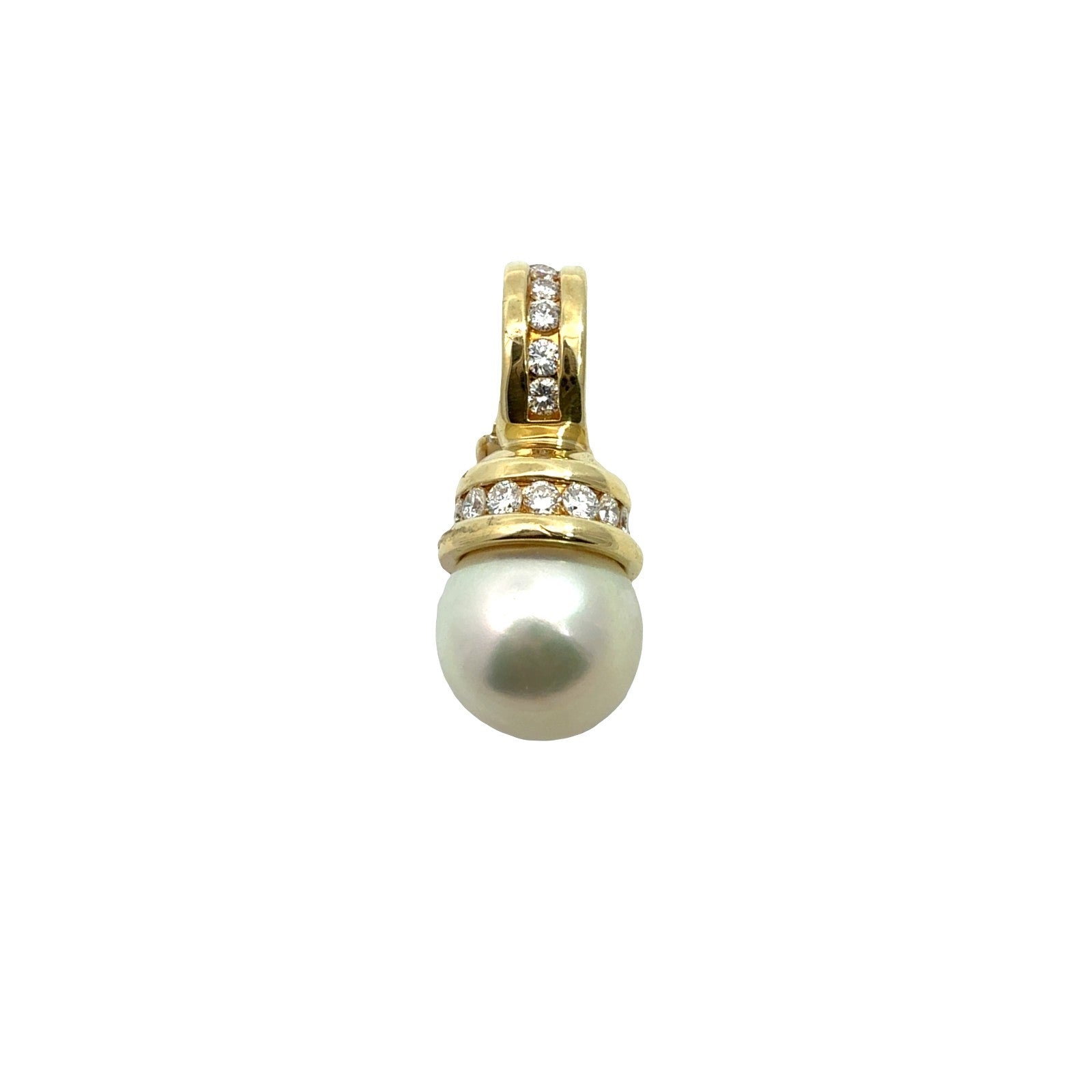 David Yurman 18k Yellow Gold Pearl and 0.32cttw Diamond Enhancer Pendant0