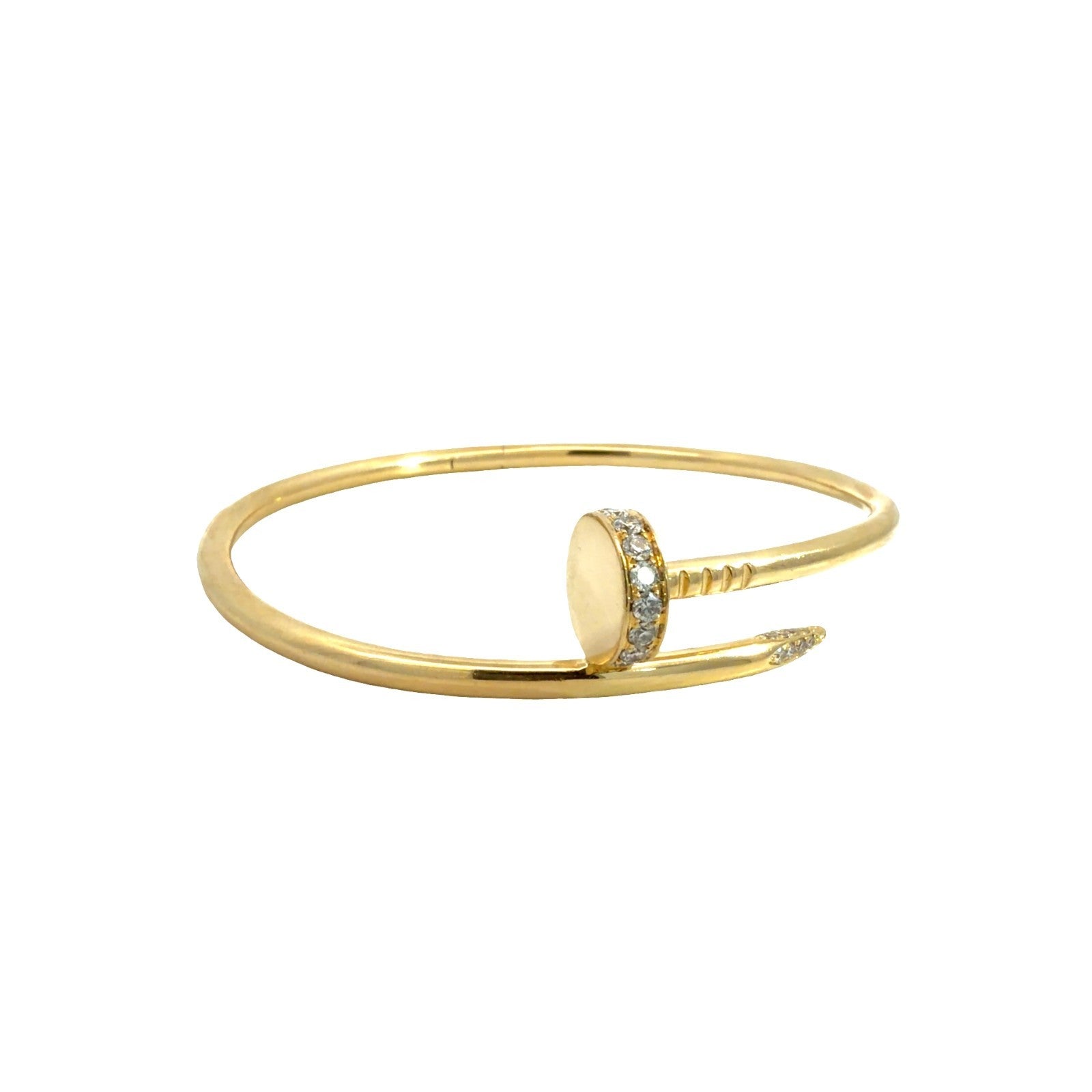 Cartier 18k Yellow Gold & 0.64cttw Diamond Juste un Clou Hinged Bangle Bracelet2