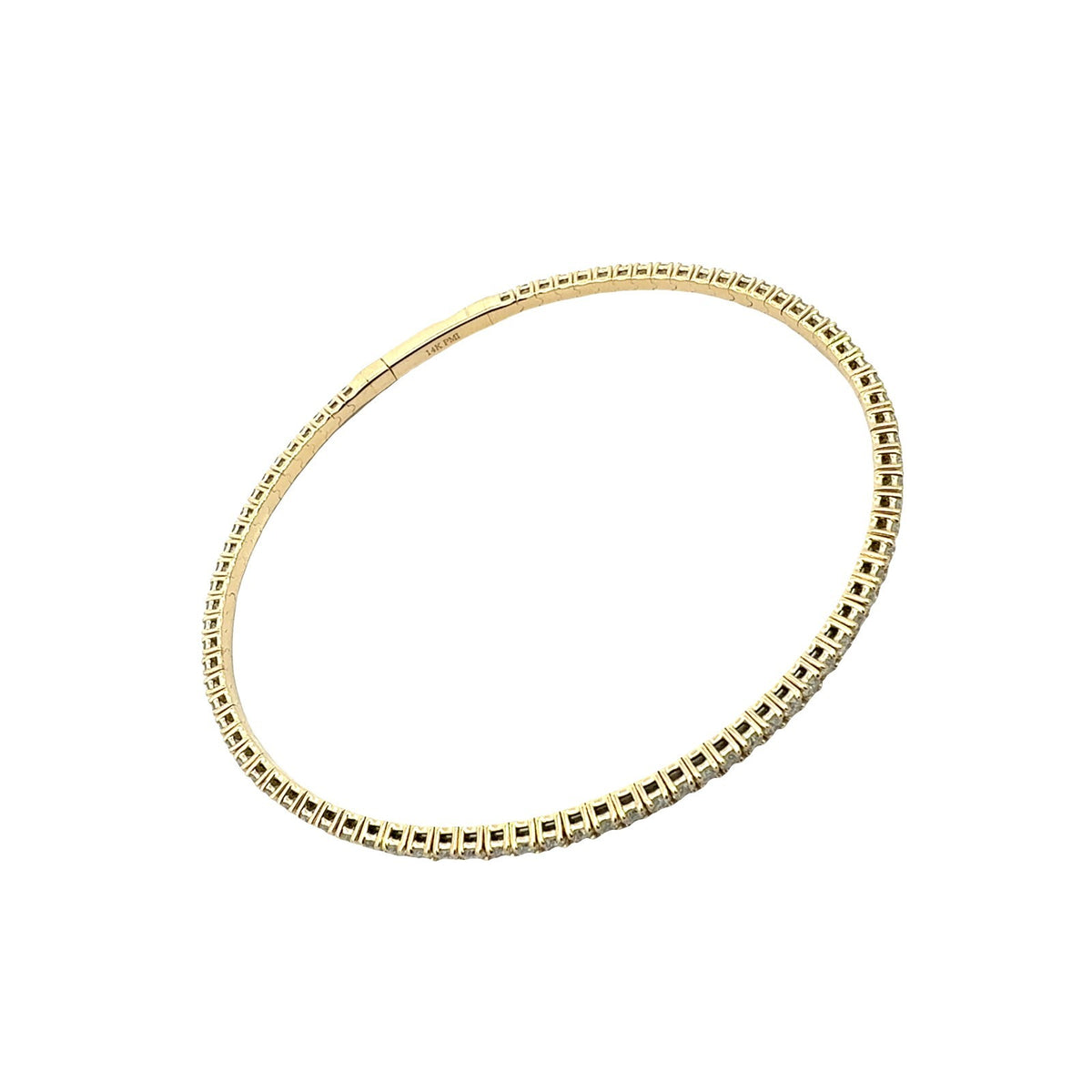 NEW 14k Yellow Gold 2.24cttw Diamond Tennis Bracelet Flex Bangle1