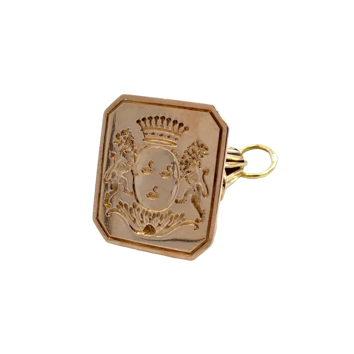 Antique Victorian 17k Yellow Gold Lion and Crown Intaglio Fob Pendant1