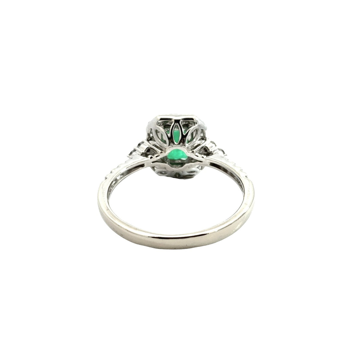 Royal 14k White Gold 1.02tcw Emerald and 0.63cttw Diamond Halo Cocktail Ring3