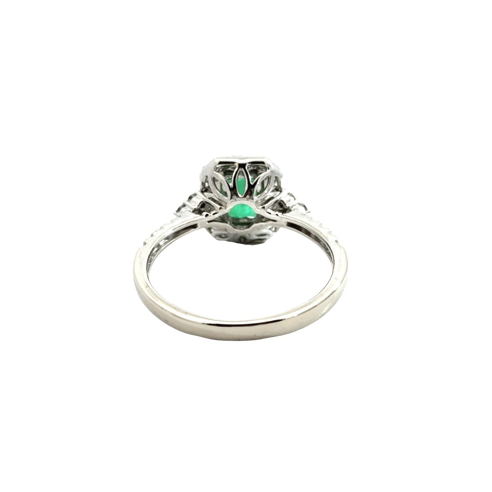 Royal 14k White Gold 1.02tcw Emerald and 0.63cttw Diamond Halo Cocktail Ring3