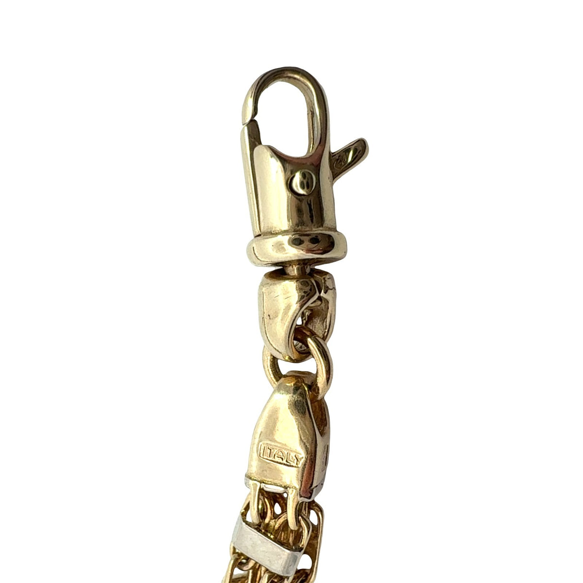 14k Two-Tone Yellow Gold Double Square Link Chain Bracelet 8.25"5