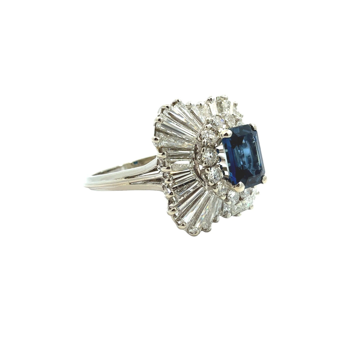 Vintage 14k White Gold 1.18tcw Sapphire and 1.43cttw Diamond Ballerina Ring2