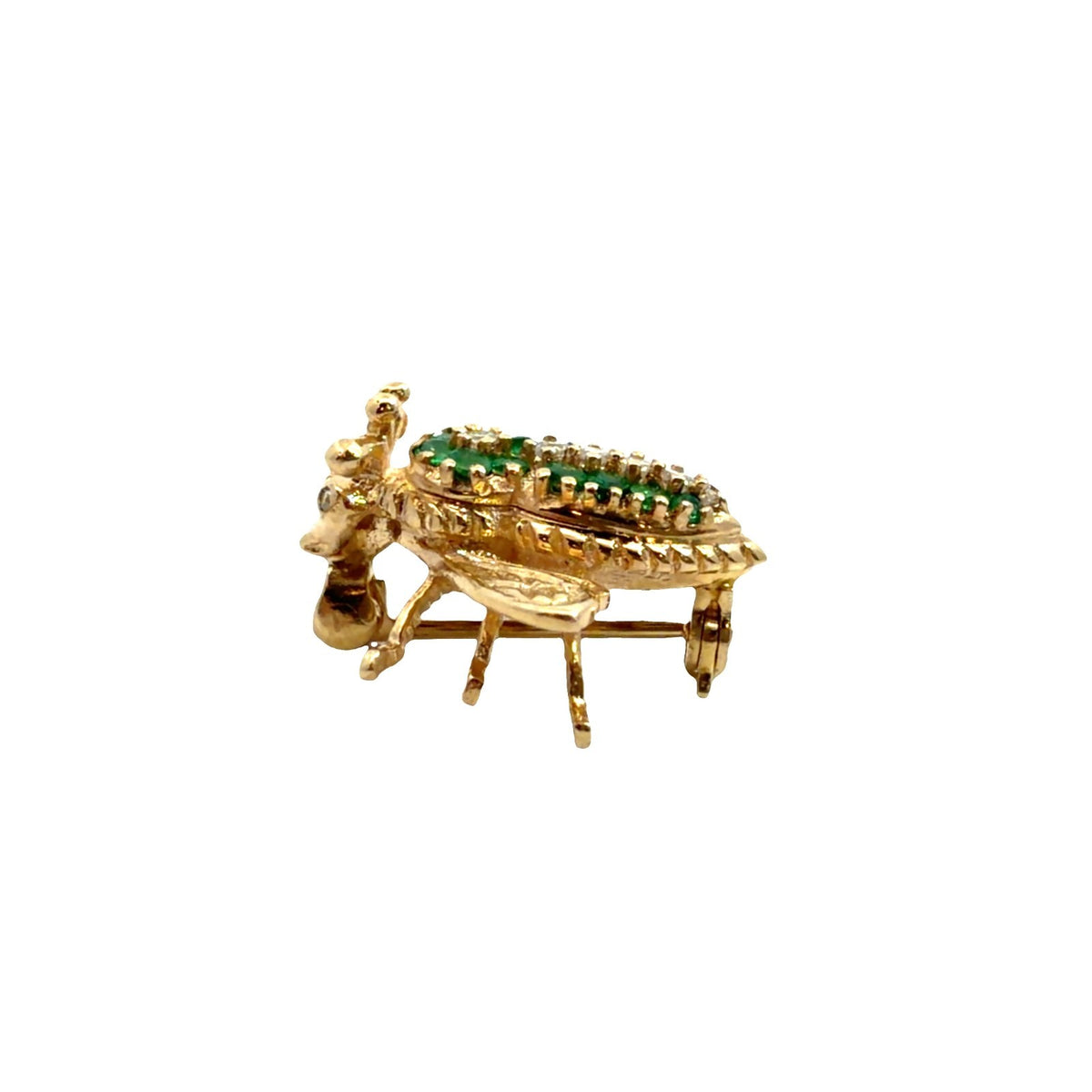 Vintage EMA Yellow Gold 0.14ctw Emerald & 0.09ctw Diamond Bug Brooch5