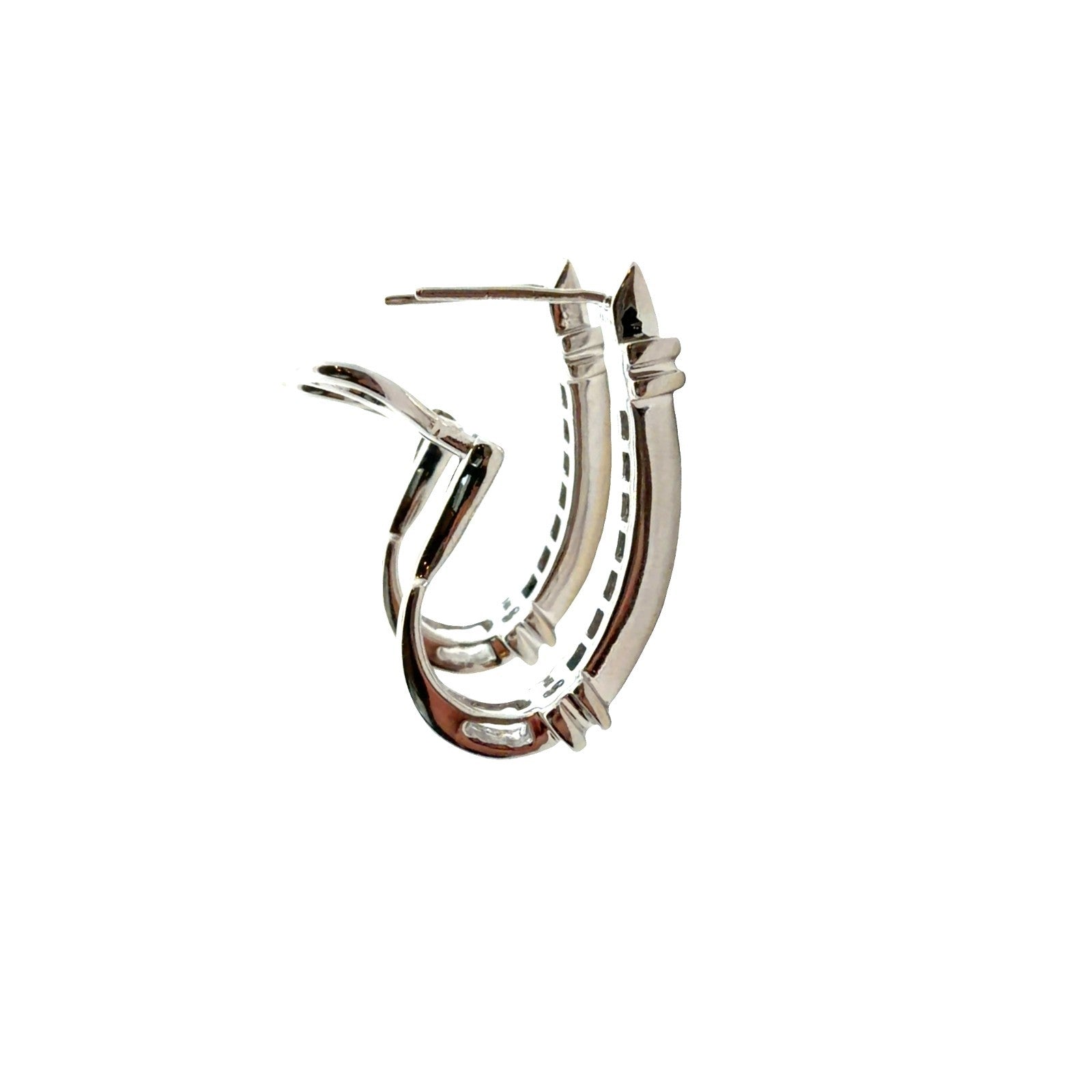 14k White Gold Alternating White & Blue 0.84cttw Diamond Hoop Earrings6