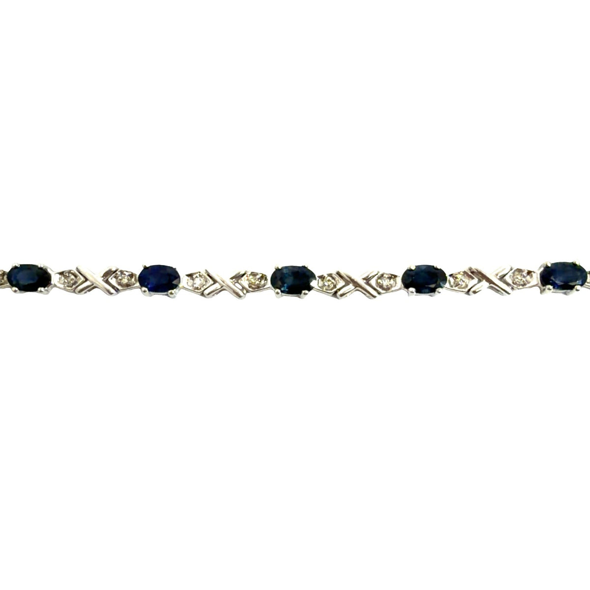 14k White Gold 2.76ctw Sapphire & 0.18ctw Diamond Tennis Bracelet 7"1