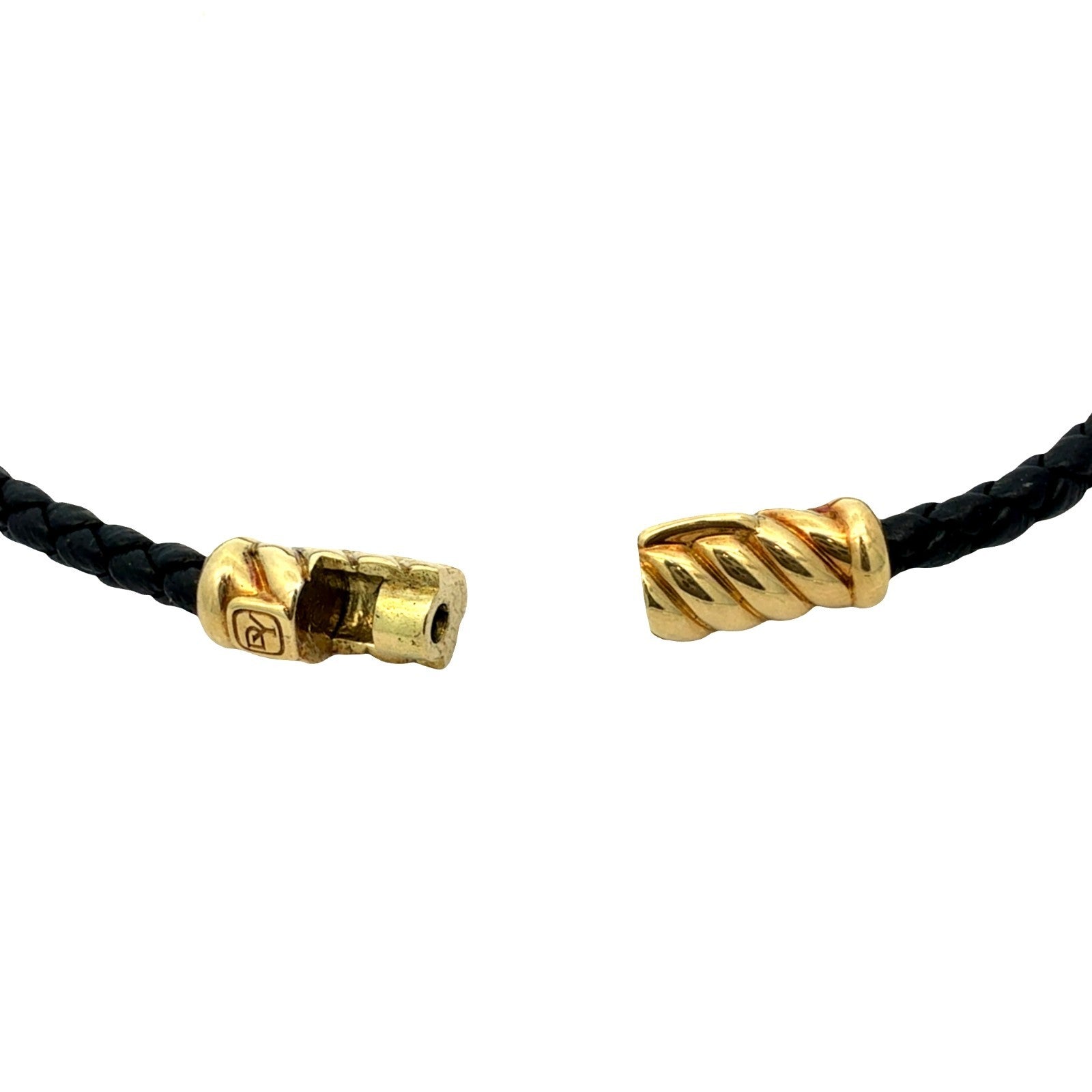 David Yurman 18k Yellow Gold and Leather Chevron Cable Bracelet6