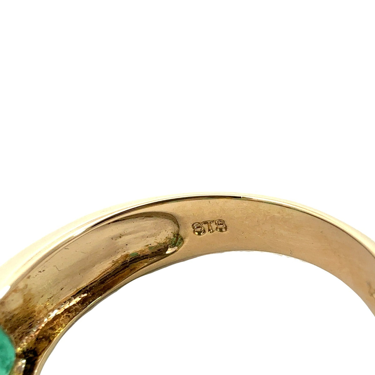 Vintage 14k Yellow Gold 0.90cttw Emerald and 0.16cttw Diamond Band Ring7