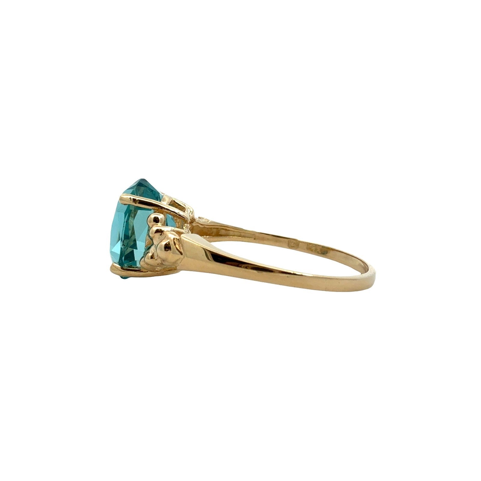 Vintage 14k Yellow Gold Oval 4.61tcw Blue Topaz Ring Size 9.54