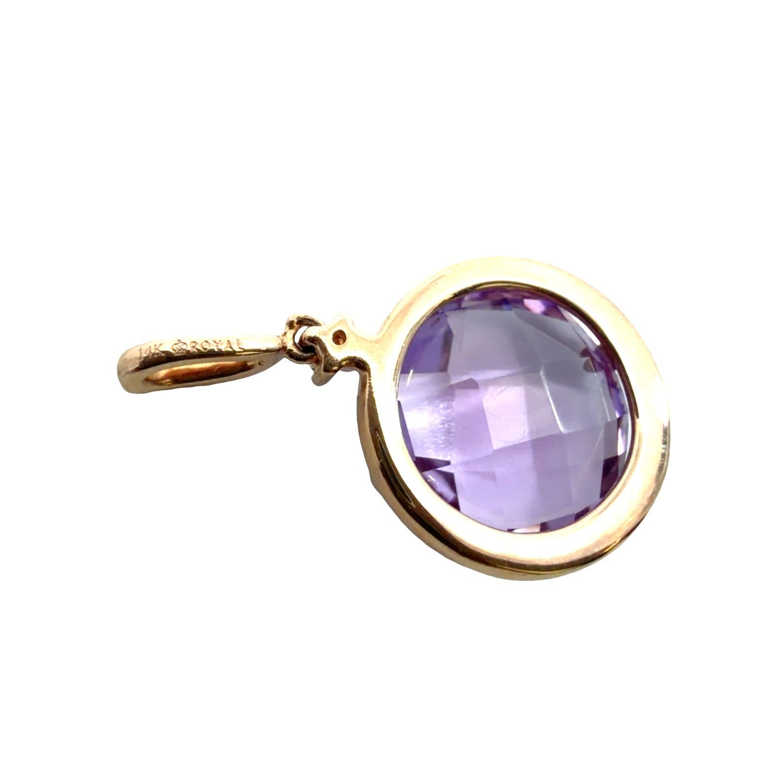 14k Rose Gold 0.07cttw Diamond & 2.69tcw Faceted Amethyst Small Pendant5