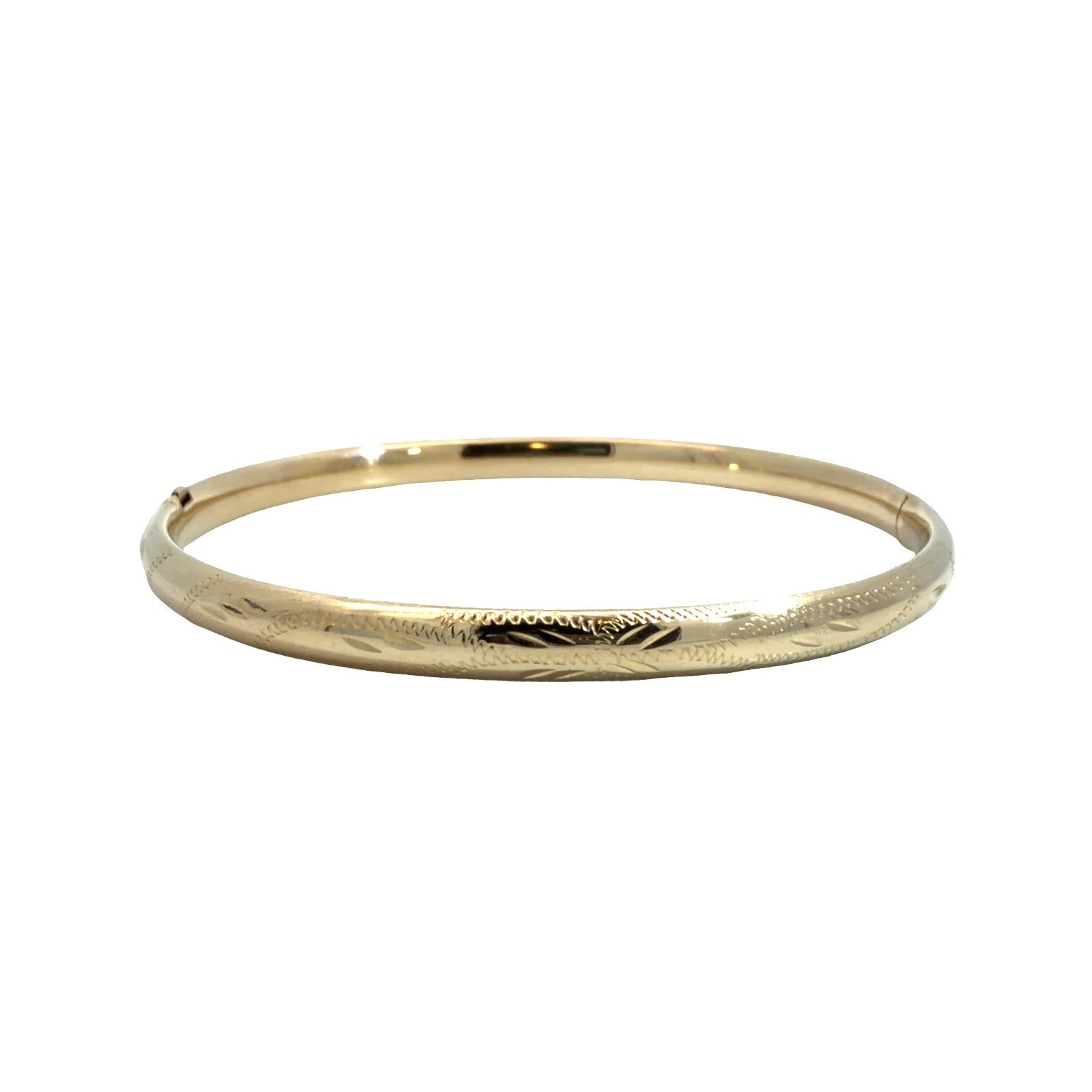 14k Yellow Gold Etched Bangle Bracelet0