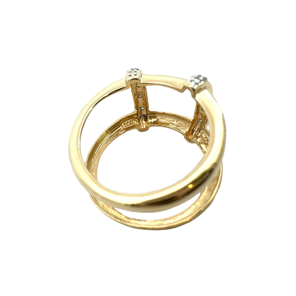 Vintage 14k Yellow Gold 0.07cttw Diamond and Interchangeable Jade Ring Set11