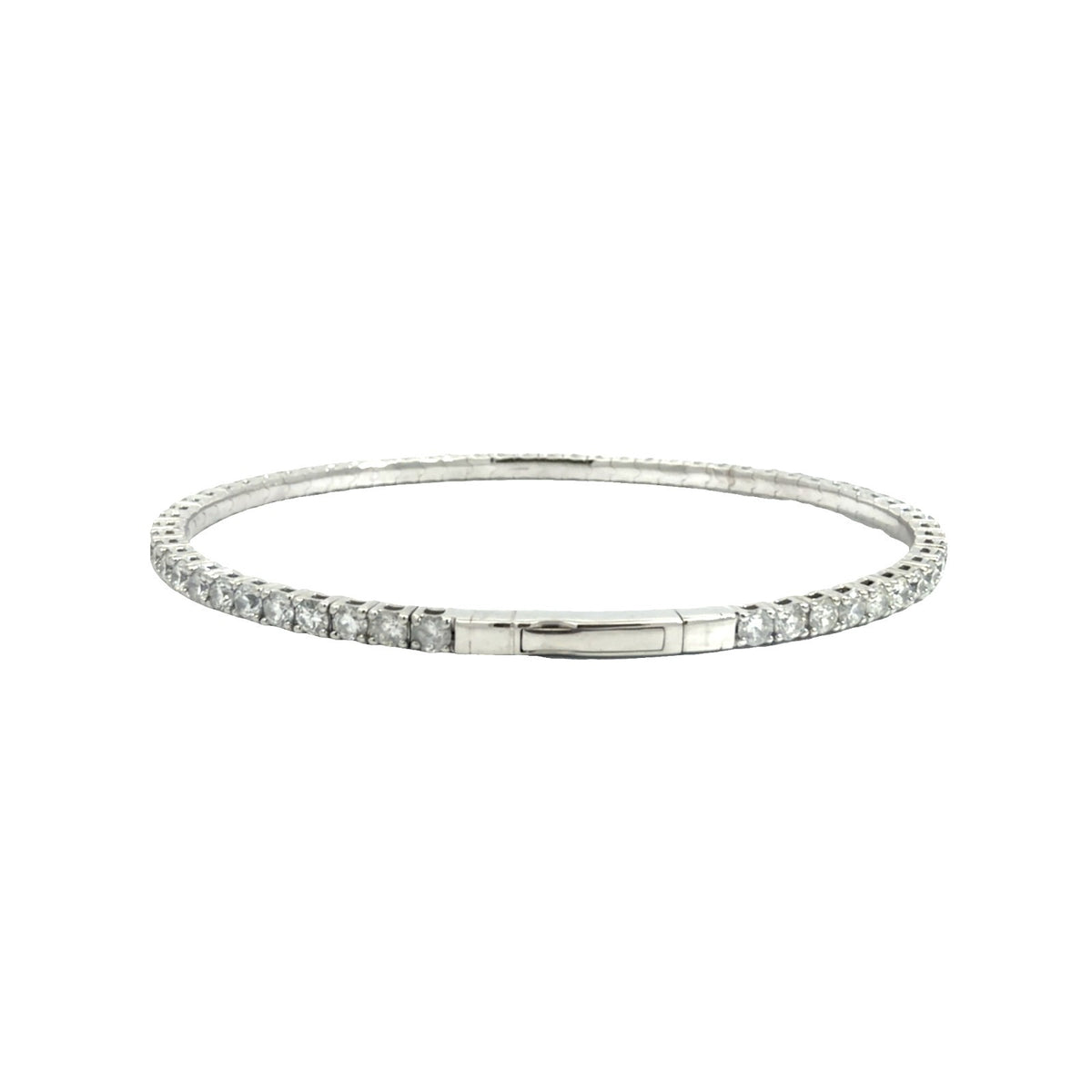 The Jewel Box 14k White Gold 3.72ctw Diamond Flex Bangle Bracelet3
