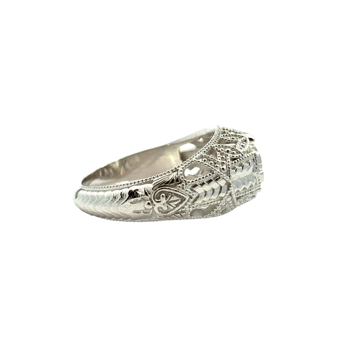 NEW 14k White Gold Filigree 1.04tcw Diamond Euro-Cut Solitaire Engagement Ring3